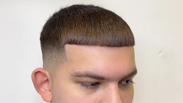 A blunt crop fringe with a skin fade